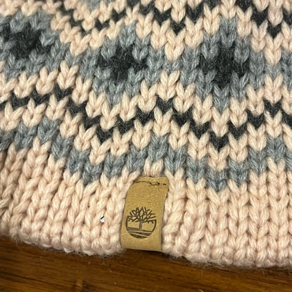 Timberland Winter Pom Hat and Gloves Set new pink Acrylic One Size Women’s